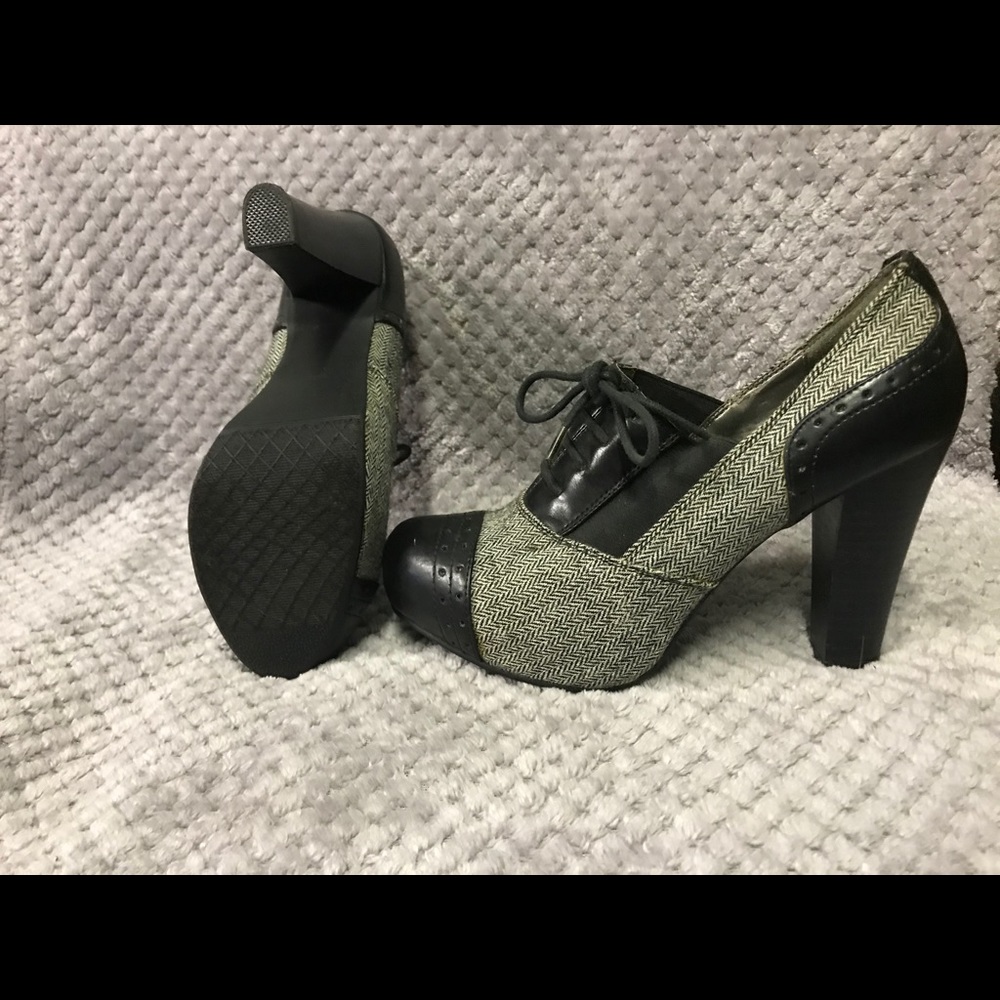 Black and Gray Tweed Heels